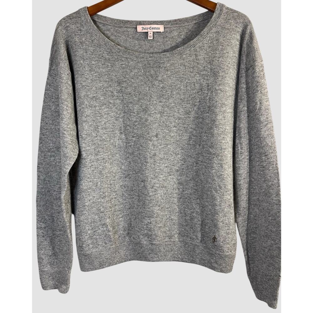 JUICY COUTURE Wool/Cashmere Blend Sweater Size Medium Preppy Grey Academia